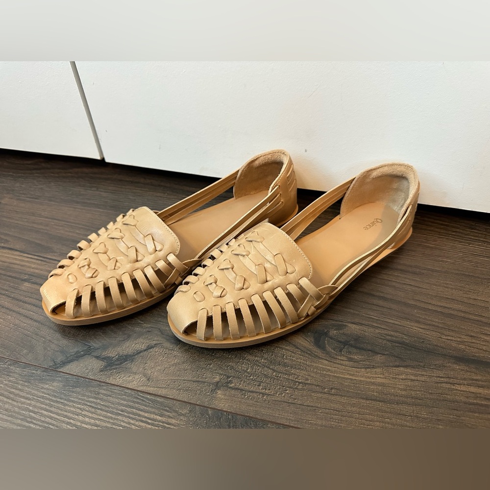 Quince Women’s 100% Leather Huarache Flat Cashew NWOT (Size 10)